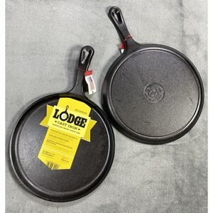 Lodge Cast Iron Skillet Griddle Lot of 2 Pre-Seasoned 10.5" L9OG3 NEW With Tags